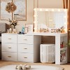 PAKASEPT Makeup Vanity Desk with Mirror and 3-Color Lights,Vanity Dressing Table with Drawers,Charging Station,Side 2 Storage Shelves - 3 of 4