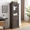 Gulches Tall Freestanding Storage Cabinet with Glass Door and Shelves, Sideboard Cabinet with Drawer for Living Room, Kitchen, Dining Room, Office - 2 of 4