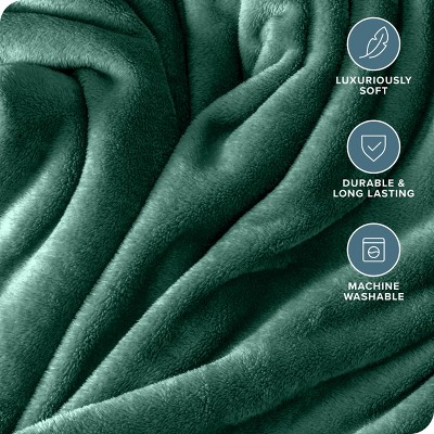 Forest Green Microplush Fleece Reversible Throw Blanket