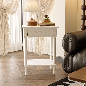 Famapy White Vintage End Table with Drawer,Coffee Side Table,Bedside Table,Add Charm to Your Living Space - 1 of 4