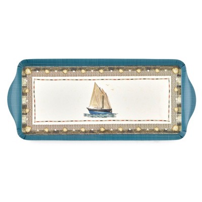 Pimpernel Coastal Breeze Sandwich Tray - Rectangular Melamine Snack Tray with Nautical Ocean-Inspired Design - Dishwasher Safe Serving Platter