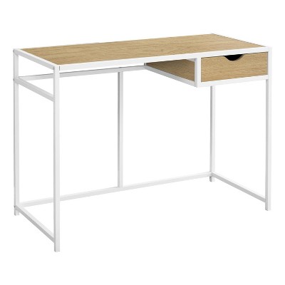 Monarch Specialties Computer Desk Home Office Laptop Storage Drawer 42InchL Work Metal Laminate Natural White Contemporary Modern