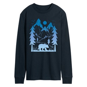 Men's - Instant Message - Bear And Mountains Long Sleeve Graphic T-Shirt - 1 of 4