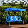 Tangkula Kids Patio Porch Bench Swing w/ Safety Belt Canopy Outdoor Furniture Blue - 2 of 4