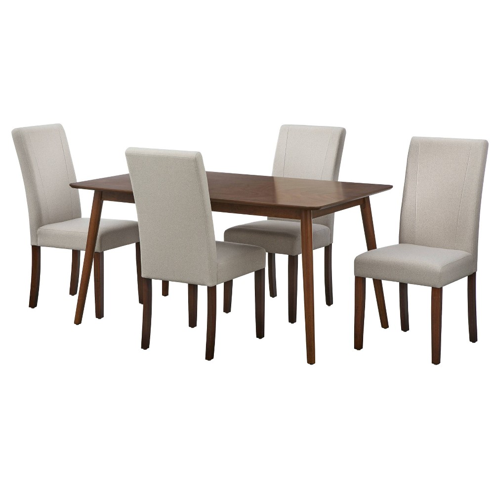 Photos - Dining Table 5pc Lizzy Rectangular Dining Set Walnut/Off White - Buylateral: MDF Veneer