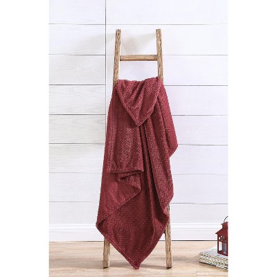 Burgundy Ultra Soft Herringbone Fleece Throw Blanket