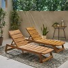 Outdoor Wood Chaise Lounge Chairs Set of 2, Reclining Sun Loungers with Adjustable Backrest for Patio, Deck, or Poolside – The Pop Home - 2 of 4