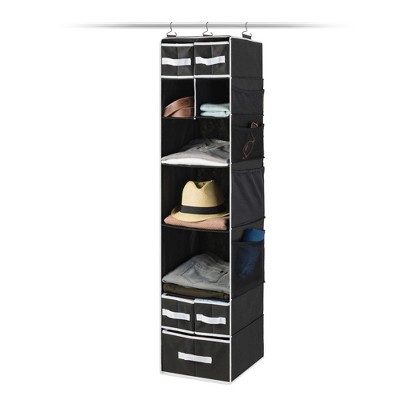 OSTO 7-Shelf Hanging Closet Organizer with Shelves, Bins, and Pockets; 52 Inch Hanging Organizer for Closet, Dorms, and Travel