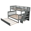NicBex Twin over Full Bunk Bed Convertible Wood Bed Frame with Trundle, Storage Stairs and Full Length Guardrail, No Box Spring Required - 2 of 4
