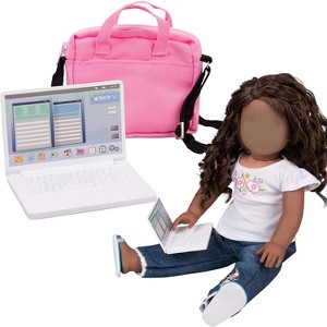 Dress Along Dolly Metal Laptop Computer with Carrying Bag for American Girl Doll - Great Christmas Gift for Kids, Girls & Boys - 1 of 4