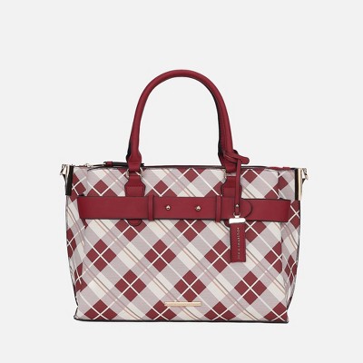 MKF Collection Vivian Plaid Women’s Satchel Bag by Mia K - Burgundy Red — фото 2