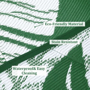 Waterproof Outdoor Rug Plastic Straw Rug, Tropics Palm Leaves Camping Rug for Patio, Reversible Modern Outdoor Carpet for RV Porch Deck Balcony Beach - 1 of 4