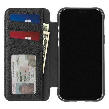 Geometric Goods Leather Folio Case Wallet with MagSafe for iPhone 14 Series Black Vectors / iPhone 14 Plus