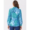 Allegra K Women's Floral Print Button Up Puff Long Sleeve Fashion Casual Blouse - 4 of 4