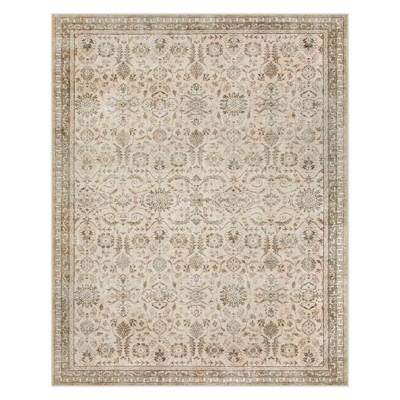 Lahome Vintage Full Coverage Floral Border Short Pile Velvet Rectangular Indoor Area Rug