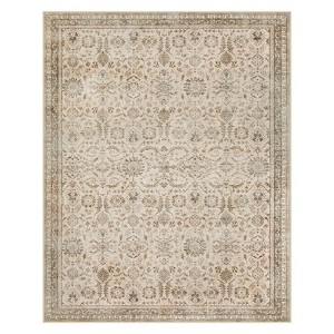 Lahome Vintage Full Coverage Floral Border Short Pile Velvet Rectangular Indoor Area Rug - 1 of 4