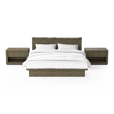 3pc Queen Deerpath Bedroom Set with 2 Nightstands Light Walnut - HOMES: Inside + Out