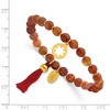 Chisel Stainless Steel Yellow IP-plated Flower 6mm Orange Agate Beaded with Tassel Stretch Bracelet - 3 of 4