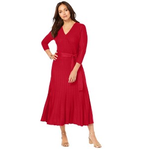 Jessica London Women's Plus Size Pullover Wrap Sweater Dress - 1 of 4