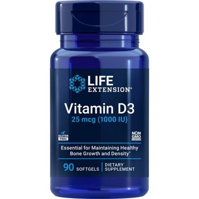 Vitamin D3 25 mcg ( 1000 IU) by Life Extension  -  90 Softgel
