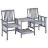 vidaXL Solid Acacia Wood Patio Chairs with Tea Table and Cushions - Bistro Set for Garden and Patio - 2 of 4