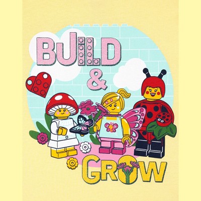 LEGO Little Girls' Ruffle Short Sleeve Graphic Tee with Puff Garden Friends Yellow 5 — фото 4