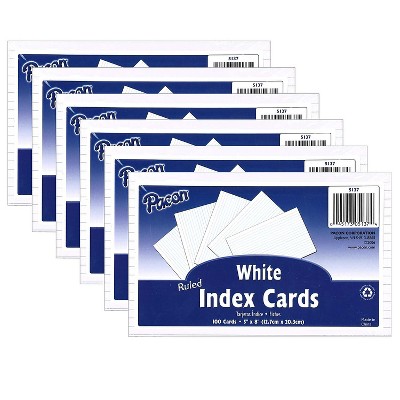 Pacon PAC5137-6 White 5X8 Ruled Index Cards 100 Per Set 6 Packs