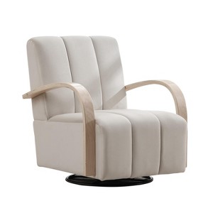 Lyngins Velvet Swivel Accent Chairs with Channel Tufted Back,Upholstered Swivel ArmChairs for Living Room,Bedroom - 1 of 4