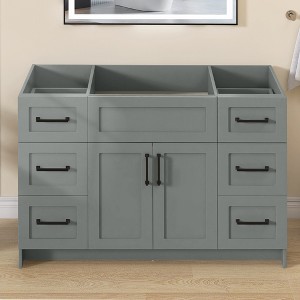 Bath Vanity Cabinet without Top 48 in. W x 21.5 in. D x 33.5 in. H Bathroom Vanity in Sky Grey with Black Handle - 1 of 4