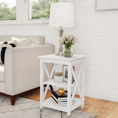 Wooden End Table With Two Shelves