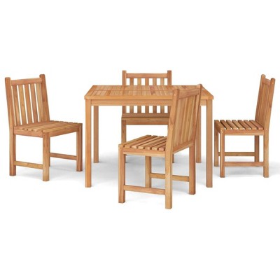 vidaXL Garden Dining Set Natural wood Solid Teak wood Medium