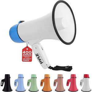 Pyle PMPRA214WHI Lightweight and Portable Bullhorn Megaphone - 20-Watt with Aux Input and Siren - White - 1 of 4