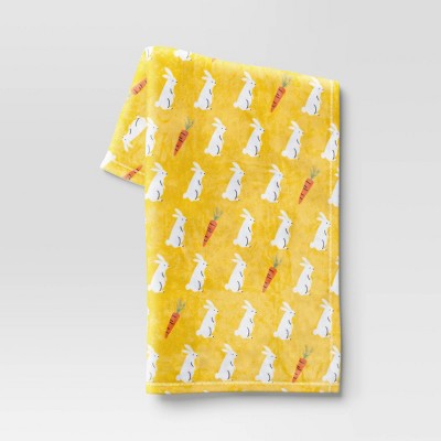 Printed Plush Bunny Easter Throw Blanket Yellow - Room Essentials™