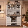 70'' Wine Coffee Bar Cabinet with Sliding Barn Door, Tall Sideboard Buffet with Wine Rack, Glass Holder, for Dining Room, Home Bar - 2 of 4