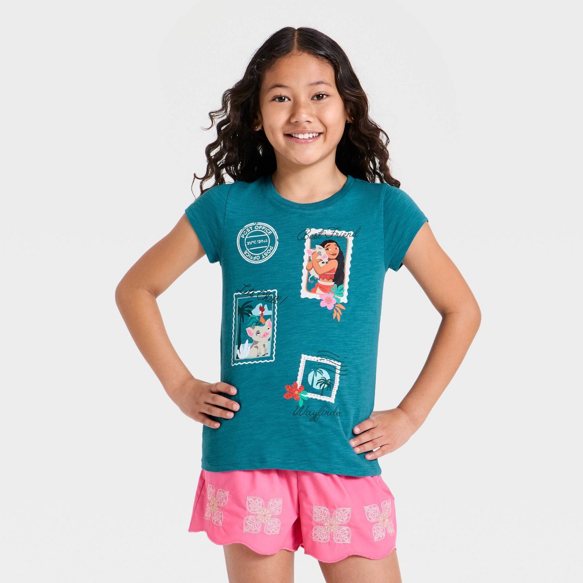 Girls' Disney Moana Wayfinder Short Sleeve Graphic T-Shirt - Blue