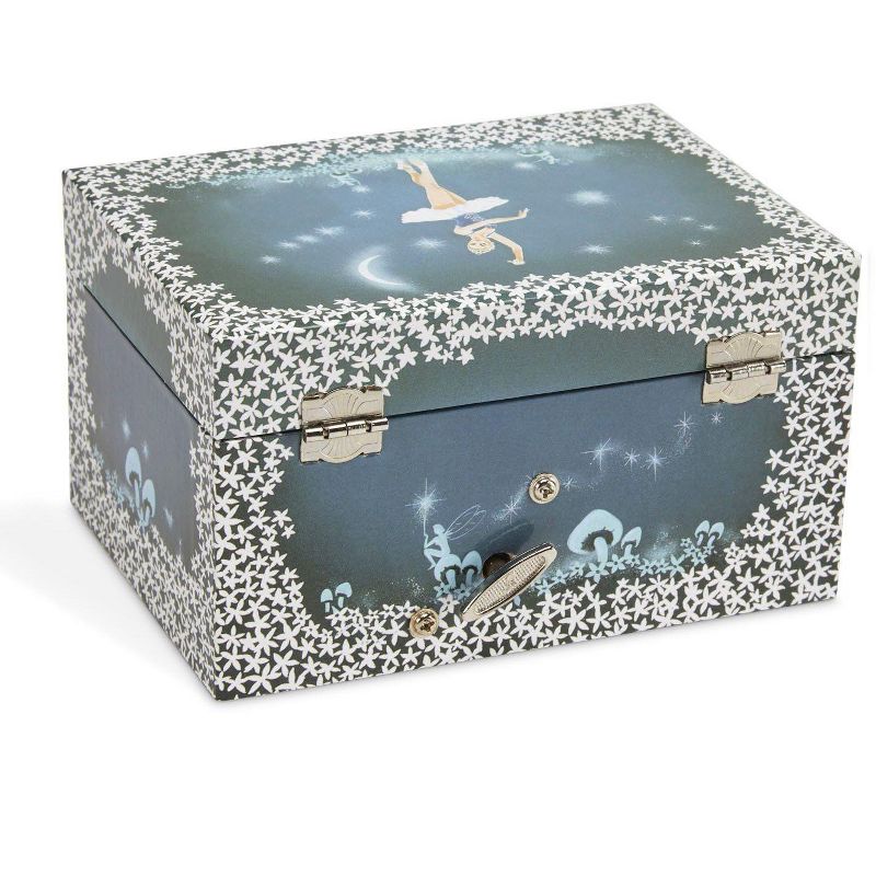 Jewelkeeper Girl's Musical Jewelry Storage Box with Twirling Fairy Blue and White Star Design, Blue, 4 of 5
