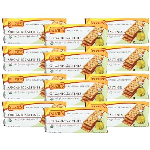 Suzie's Organic Saltines Salt & Extra Virgin Olive Oil - Case Of 12/8.8 ...