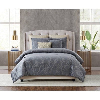 Queen 7pc Madison Comforter Set Gray - 5th Avenue Lux