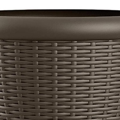 Java Brown Resin Wicker Round Indoor/Outdoor Planter Set