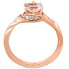 Pompeii3 3/4 ct Diamond & Morganite 14k Rose Gold Solitaire Twist Band Engagement Ring - 3 of 4