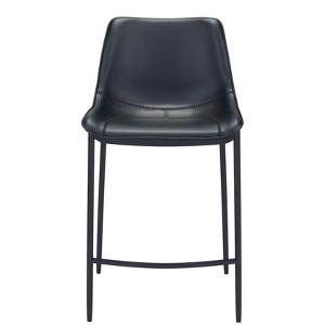 Steel Frame Barstool, 43.3"H Black Faux Leather Seat, Upholstery, Set of 2 By Zuo Modern - 1 of 4