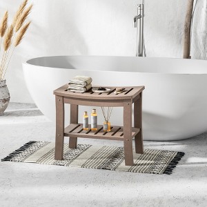 HDPE Shower Bench with Storage Shelf,Waterproof Shower Seat Stool Chair for Bathroom Bathtub,Non-Slip Spa Stool,Indoor Outdoor Use,Space-Saving - 1 of 4