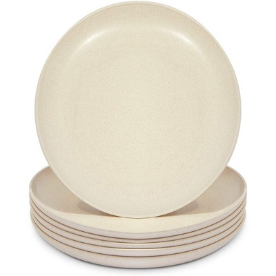 Okuna Outpost Set of 6 Beige Unbreakable Wheat Straw Cereal Dinner Plates Set for Kids, 8 In