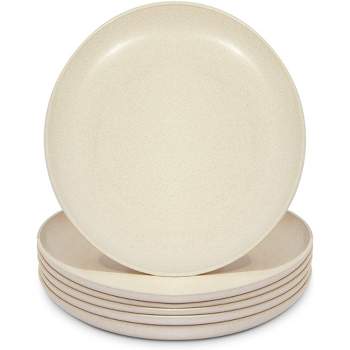 Okuna Outpost Set of 6 Beige Unbreakable Wheat Straw Cereal Dinner Plates Set for Kids, 8 In