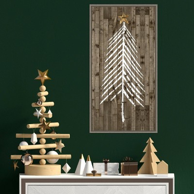 Rustic Brown and White Christmas Tree Canvas Wall Art