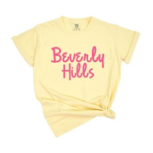 Simply Sage Market Women's Beverly Hills Cursive Short Sleeve Garment Dyed Tee - 1 of 4