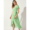 Allegra K Women's Boho Floral Cross V Neck Flutter Sleeve Summer Beach Wrap Dress - 3 of 4