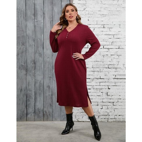 Red summer dress plus size online