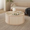 NicBex 4-Pc Modular Rattan Coffee Table, Convertible Round/Square with Storage, Solid Wood Frame Center Table for Small Living Room - 2 of 4