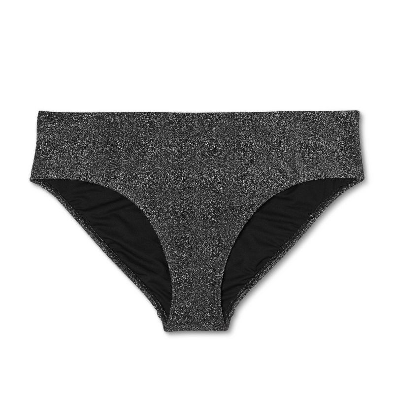 Women's High Leg Cheeky Bikini Bottom - Wild Fable™ Black Lurex, 4 of 9
